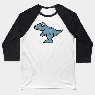 Velociraptor Raptor Dinosaur (Gray and Blue) Baseball T-Shirt